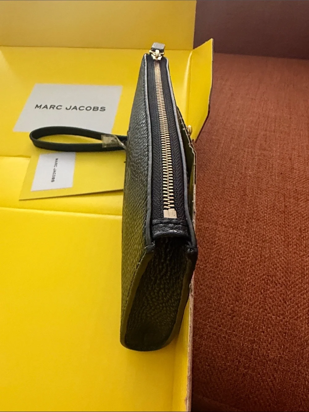 Marc Jacobs Black Embossed 'The Pouch' Leather Wristlet Key & Card Holder